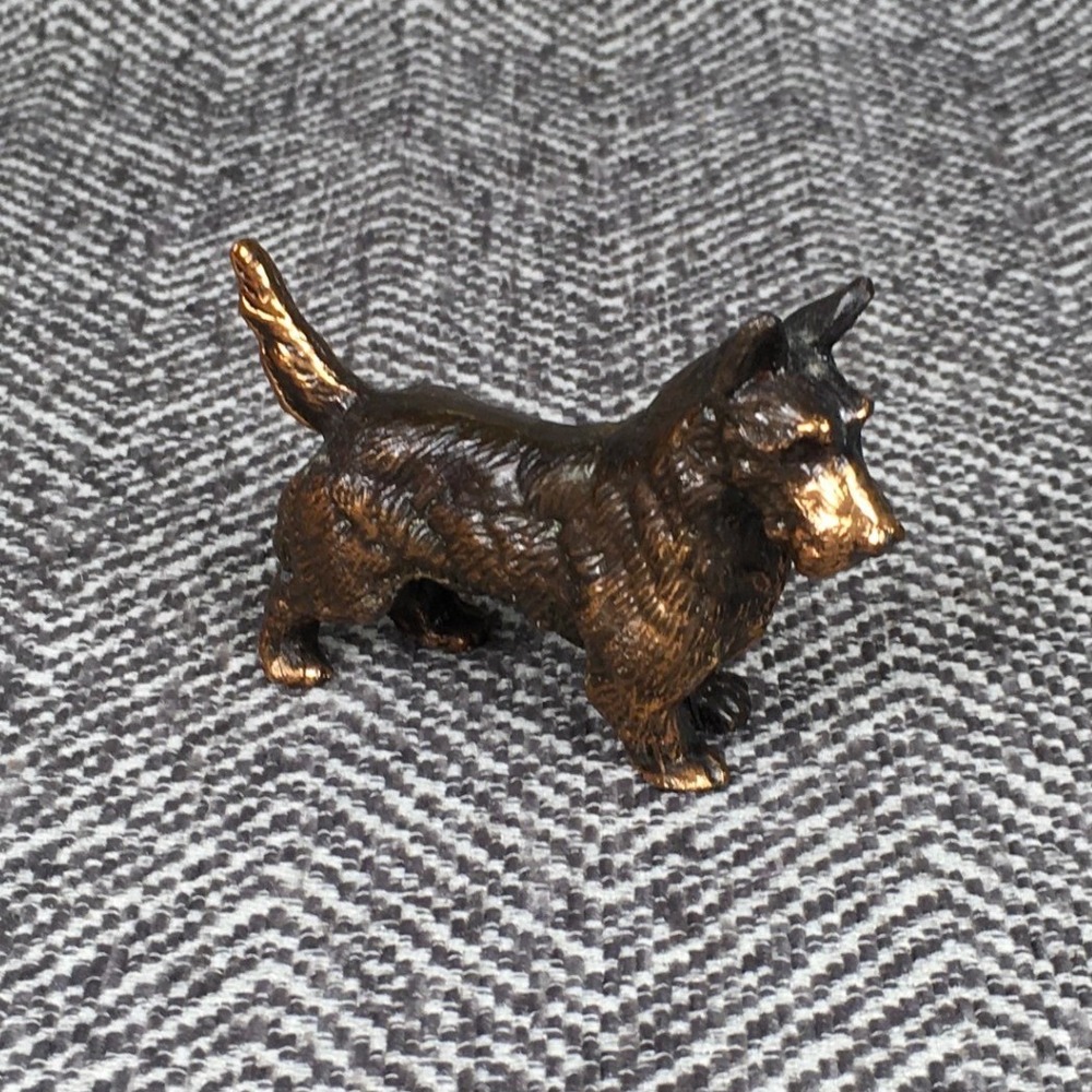 Vintage Bronze Tone Metal Scottish Terrier Dog Figurine Scottie Paperweight